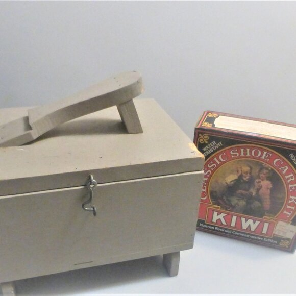 Vintage SHOE SHINE Wood Box & Norman Rockwell Water Resistant POLISH Kit Vintage - Picture 11 of 11